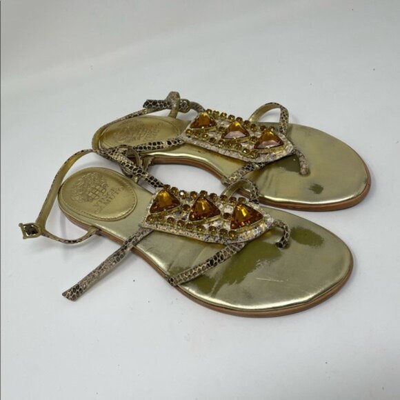 Vince Camuto VC-AMI Sandals in 7.5 snakeskin gold amber rhinestones - Picture 4 of 13